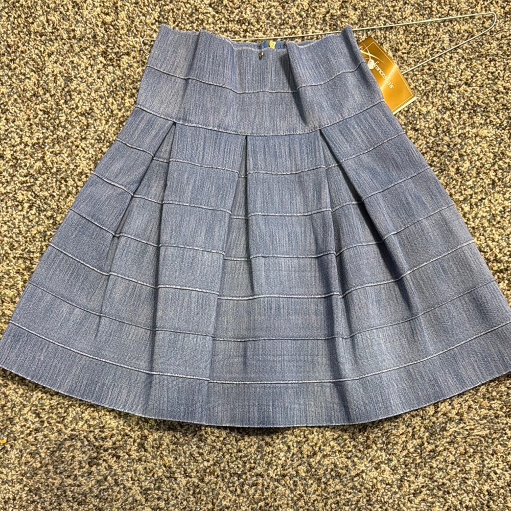 Chic Blue Pleated Skirt